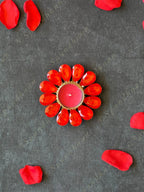 Red & Green Gemstone Studded Tea Light Holder