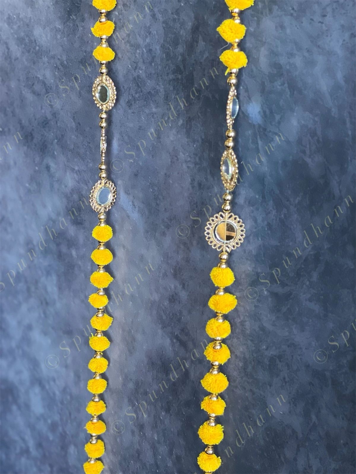 Pom Pom & Mirror Danglers Set of 4