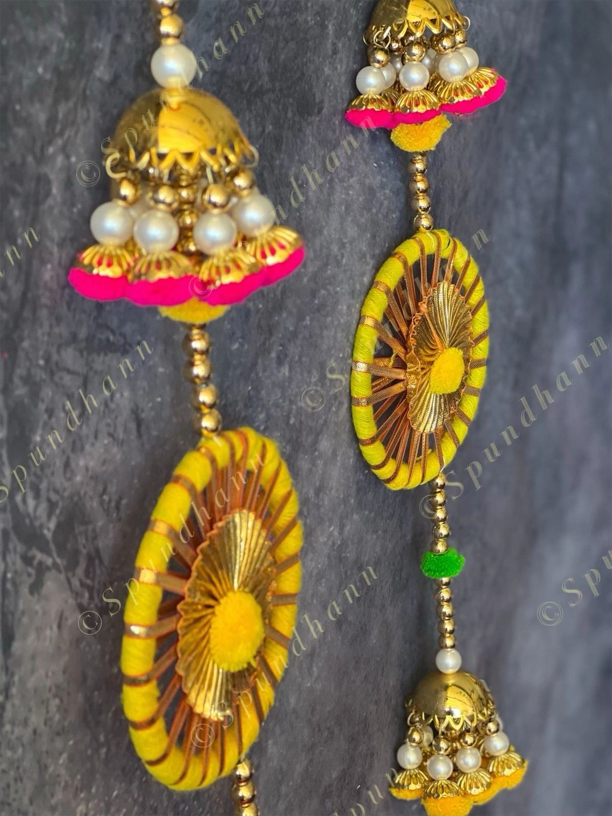 Chakri, Jhumki and Pom Pom Multi Colored Dangler Set of 2