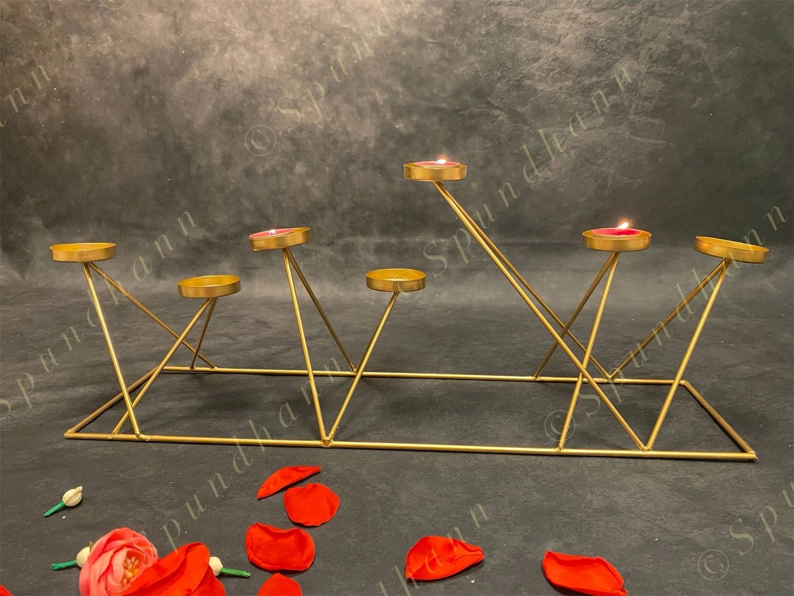 7 Golden Cup Standing Tea Light Holder