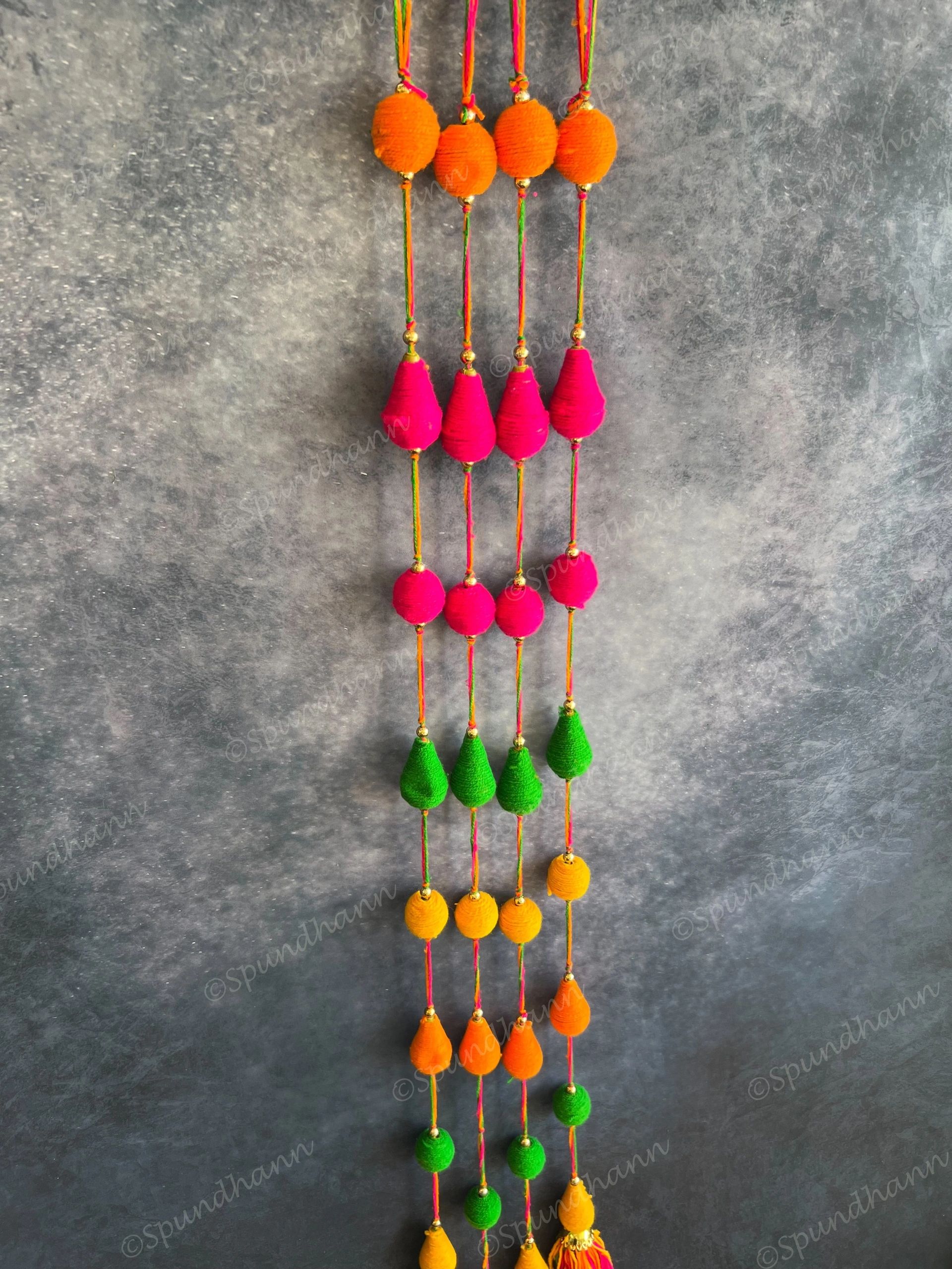 Multicolored Wool Thread Long Hanging Decor Strings Set of 2