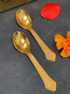 Hammered two Small Canister with Decorative Box, tray and two spoons