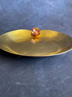 Brass Hammered Heavy Platter with Copper Flower
