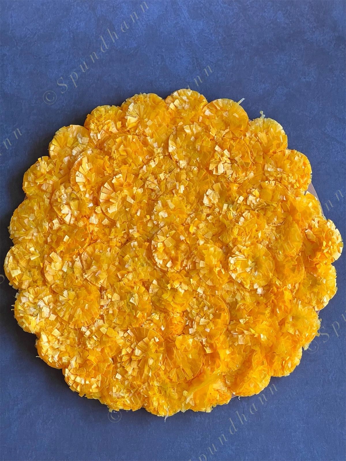 Marigold Circular Flower Placemat with Wood Base