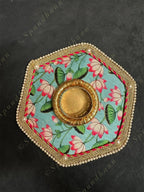 Hexagon Tea Light Holder with Lotus Pattern