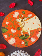 Kesari Pichwai Cow with Lotus Wall Hanging Plate