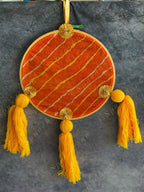 Round Leheriya & Gota with Colored Tassels Wall Hanging