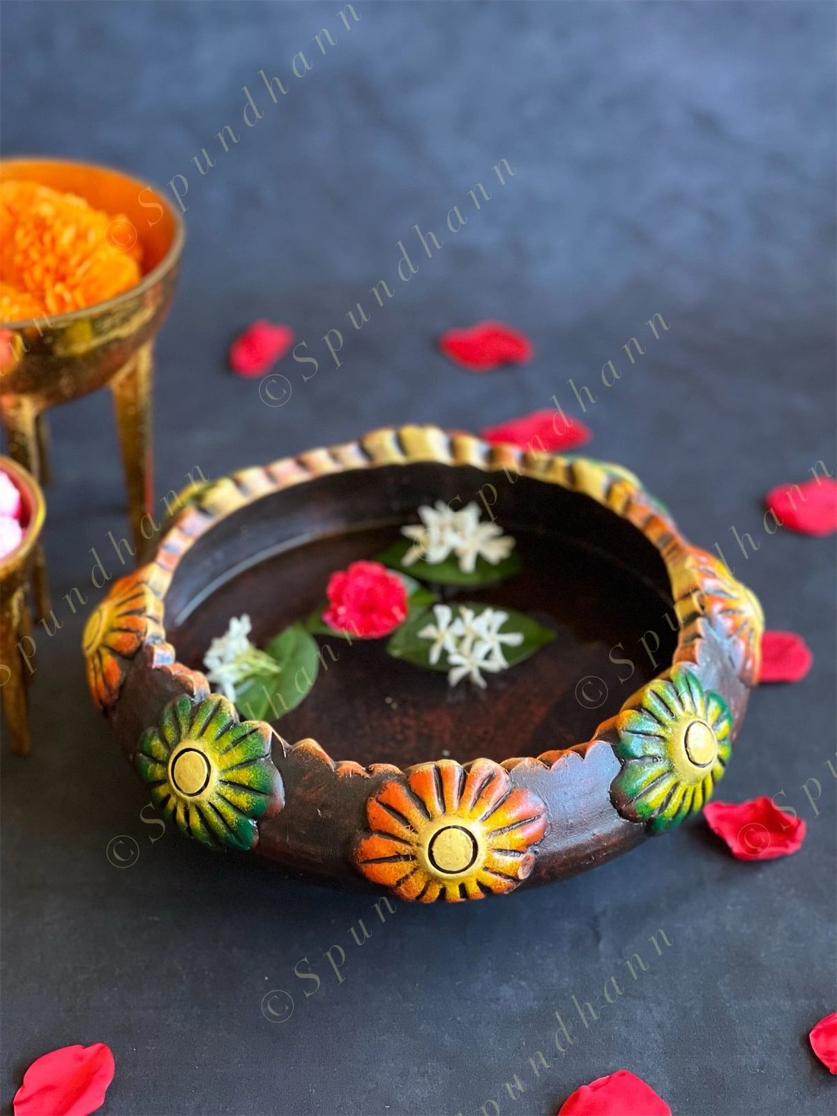 Terracotta Floral Urli Bowl (ONLY IN PERSON PICK UP)