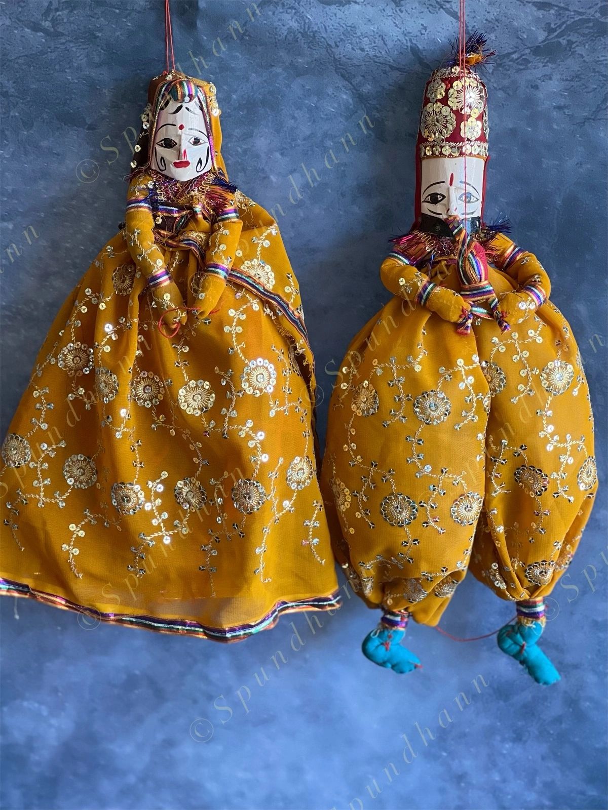 Ethnic Indian Rajasthani Kathputli Set of 2 (Puppet Dolls)