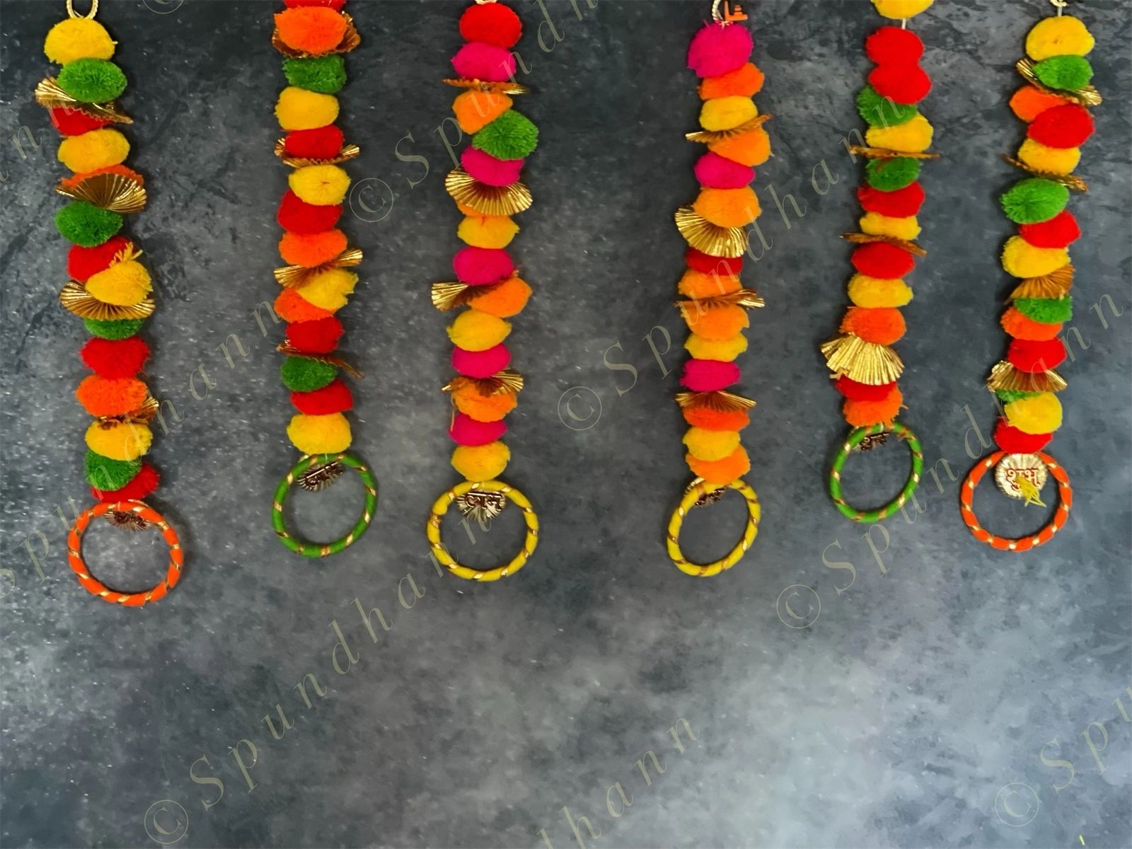 Colorful Pom Pom/Gota Hanging Set of 2