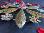 Floral Metal Rangoli with Small Gemstones Tea Light Holder