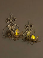 Butterfly & Lotus Wall Hanging Tea Light Holder Set of 2