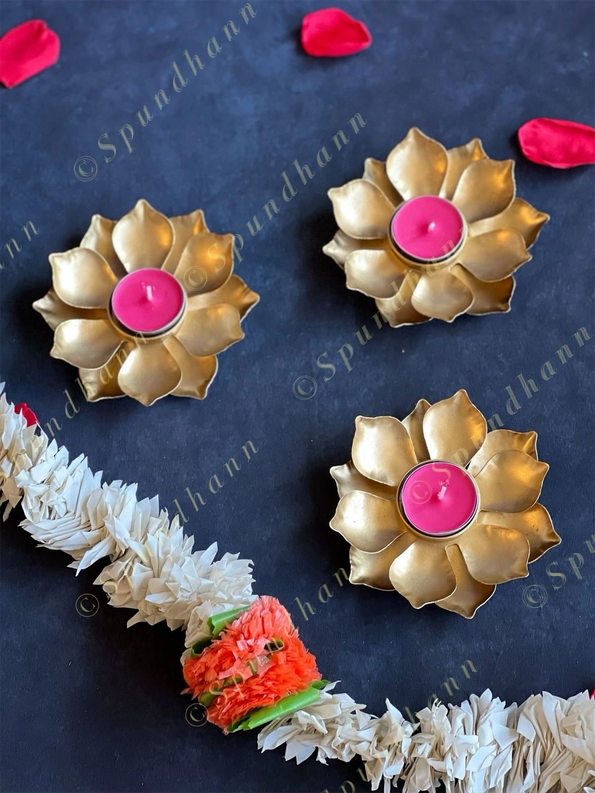 Golden Lotus Tea Light Holder