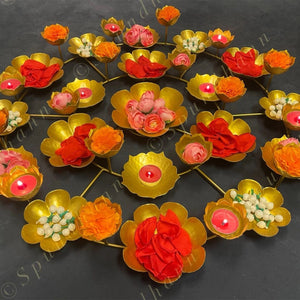 Designer Rangoli with Tea Light Holders
