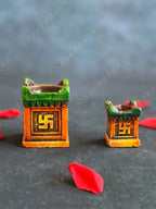 Terracotta Tulsi Rectangular Deepak Holders