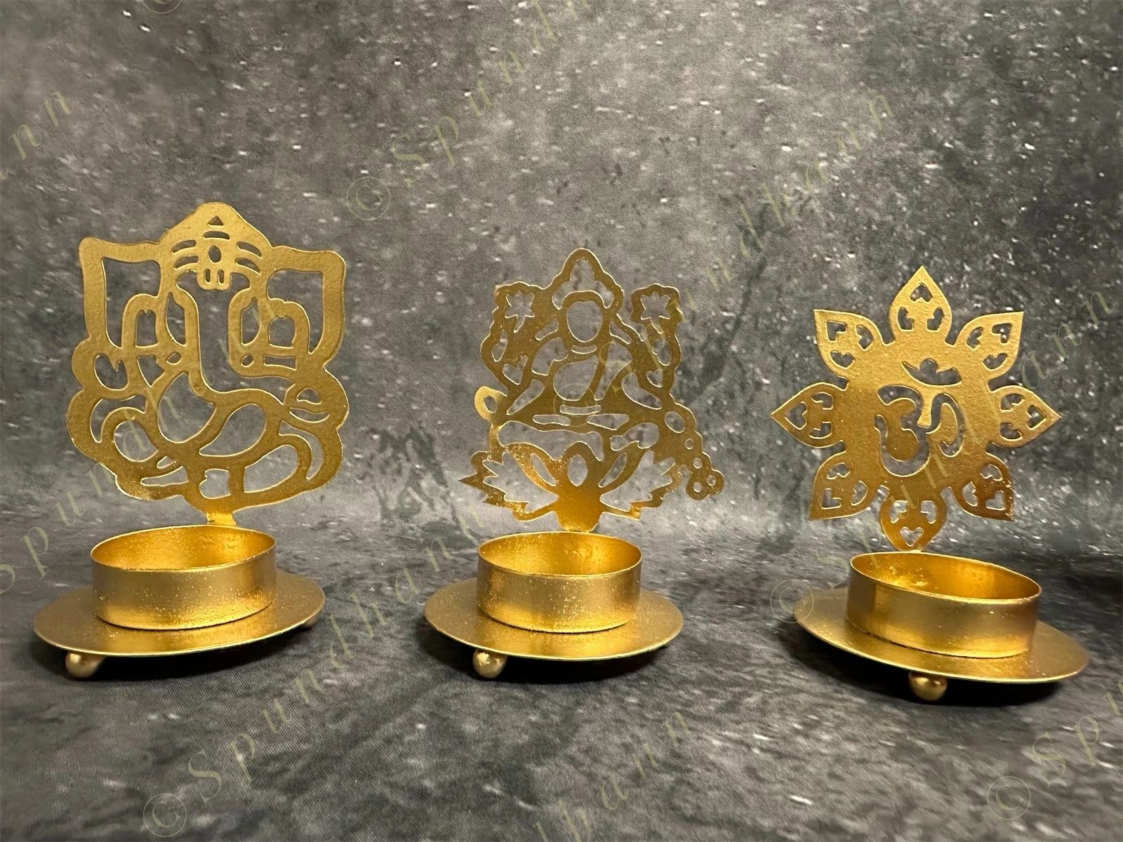 Ganesh Lakshmi Om Shadow Tea Light Holder With Gift Box