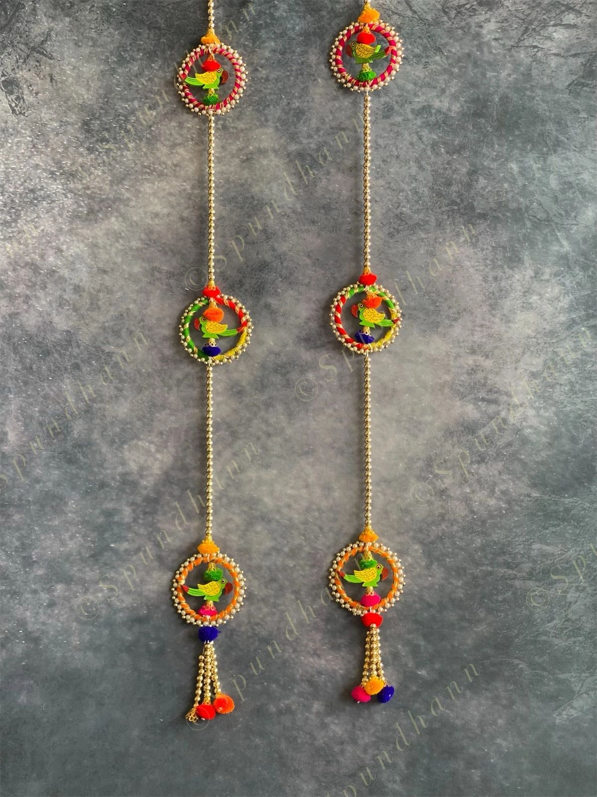 Parrot & Beads Tassel Dangler Set of 2