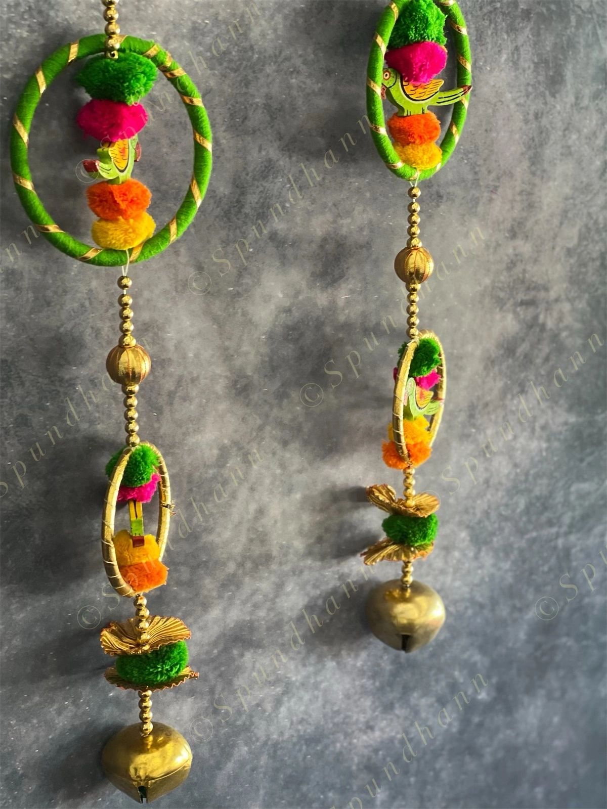 3 Chakris, Wooden Parrots, Pom Pom & Bell Tassel Dangler
