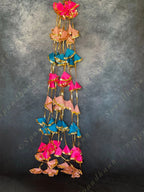 Gold Gota Border & Colorful Cloth Danglers Pack of 4 Strings