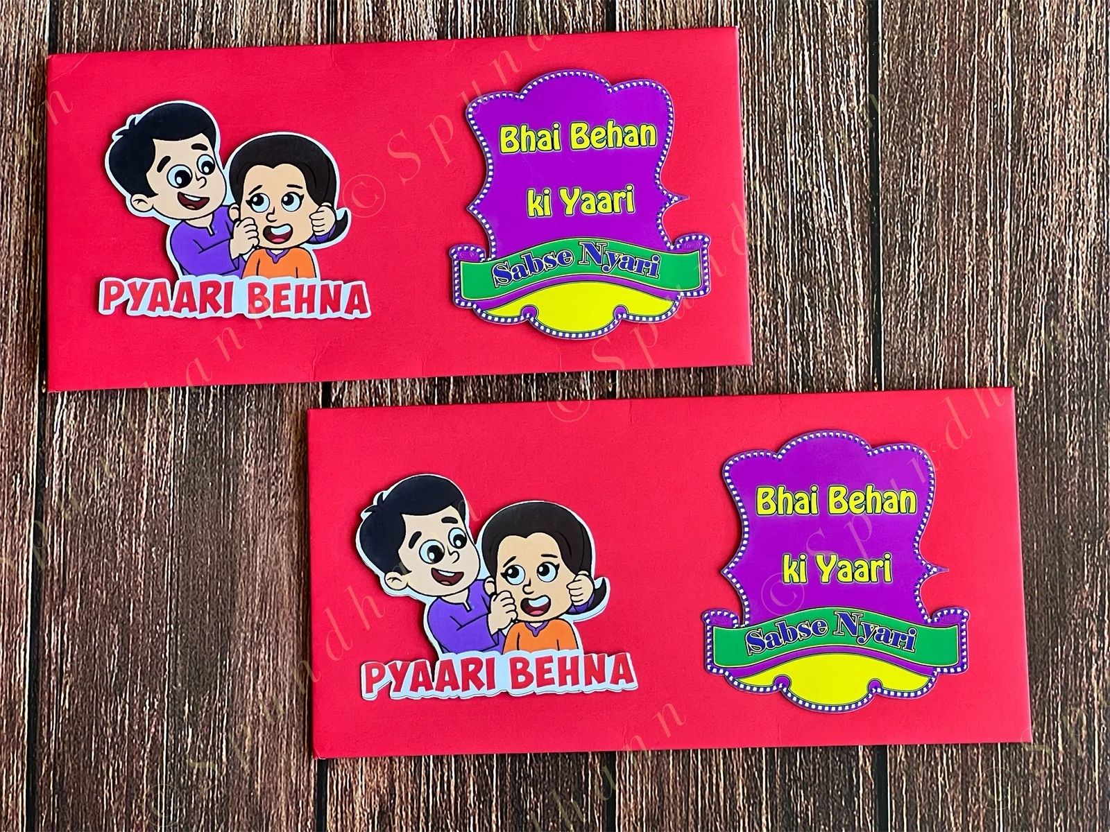 Rakhi Envelope in Red Color with Pyari Behena Writing