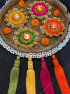 Large Pom Pom & Gota Border Tea Light