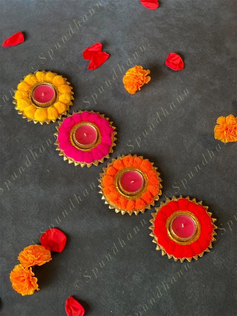 Pom Pom Tea Light Holder