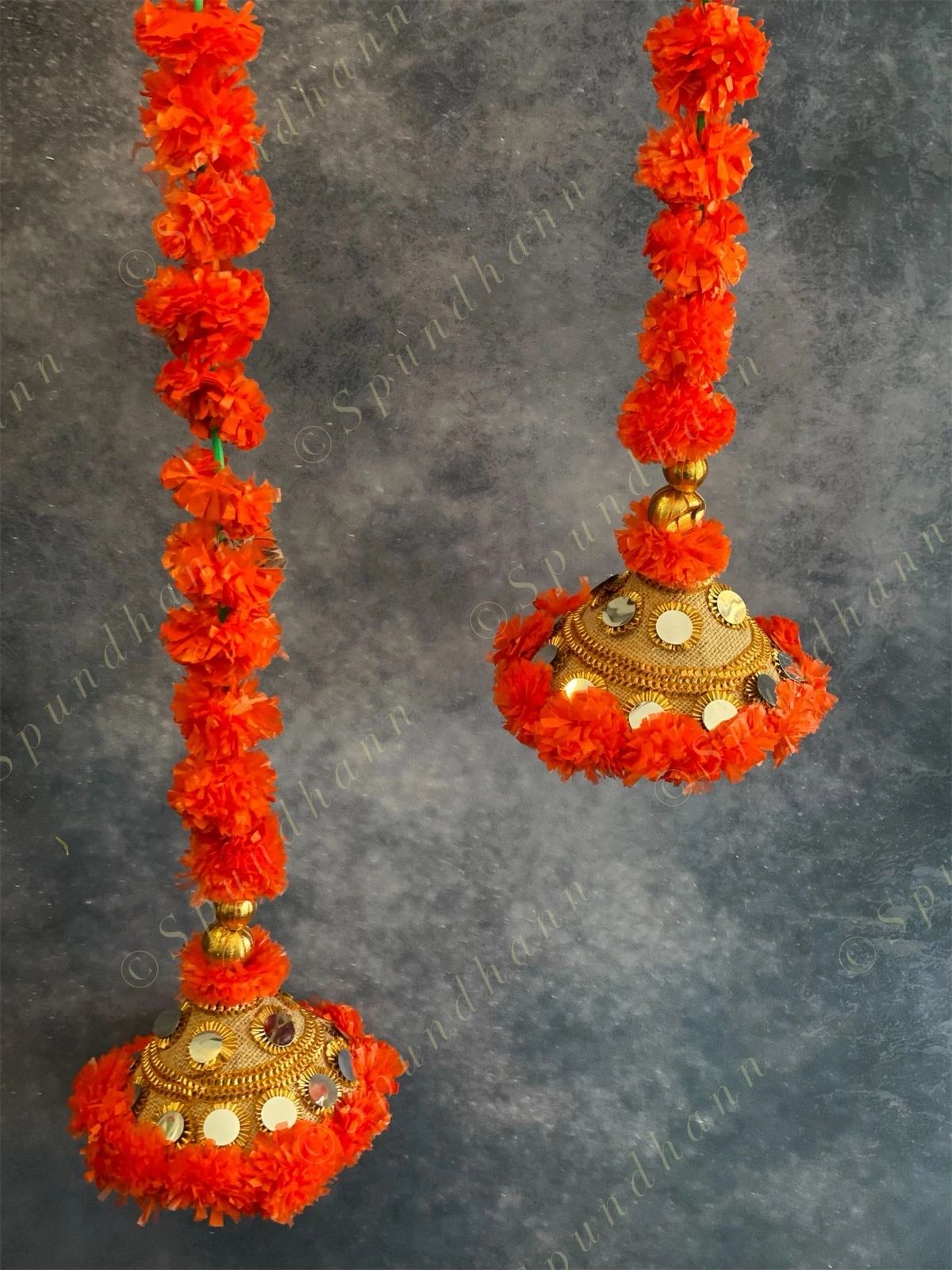 Marigold, Gota, Jute & Mirror Work Dangler Set of 2