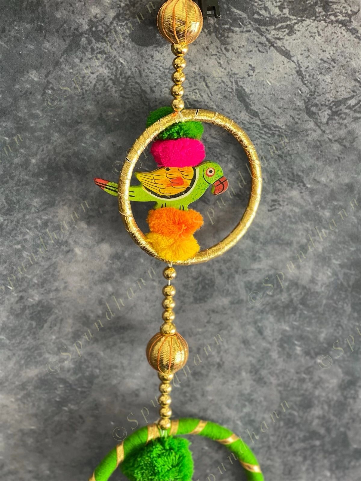 3 Chakris, Wooden Parrots, Pom Pom & Bell Tassel Dangler