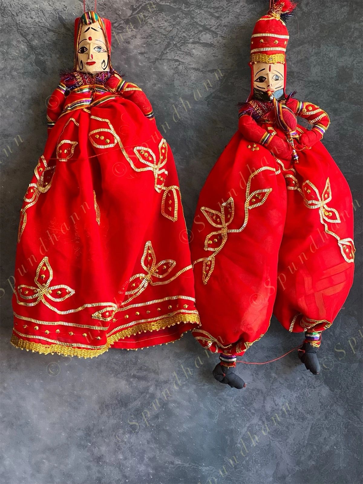 Ethnic Indian Rajasthani Kathputli Set of 2 (Puppet Dolls)