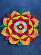 Marigold Inspired Medium Rangoli Floor Mat 2ft
