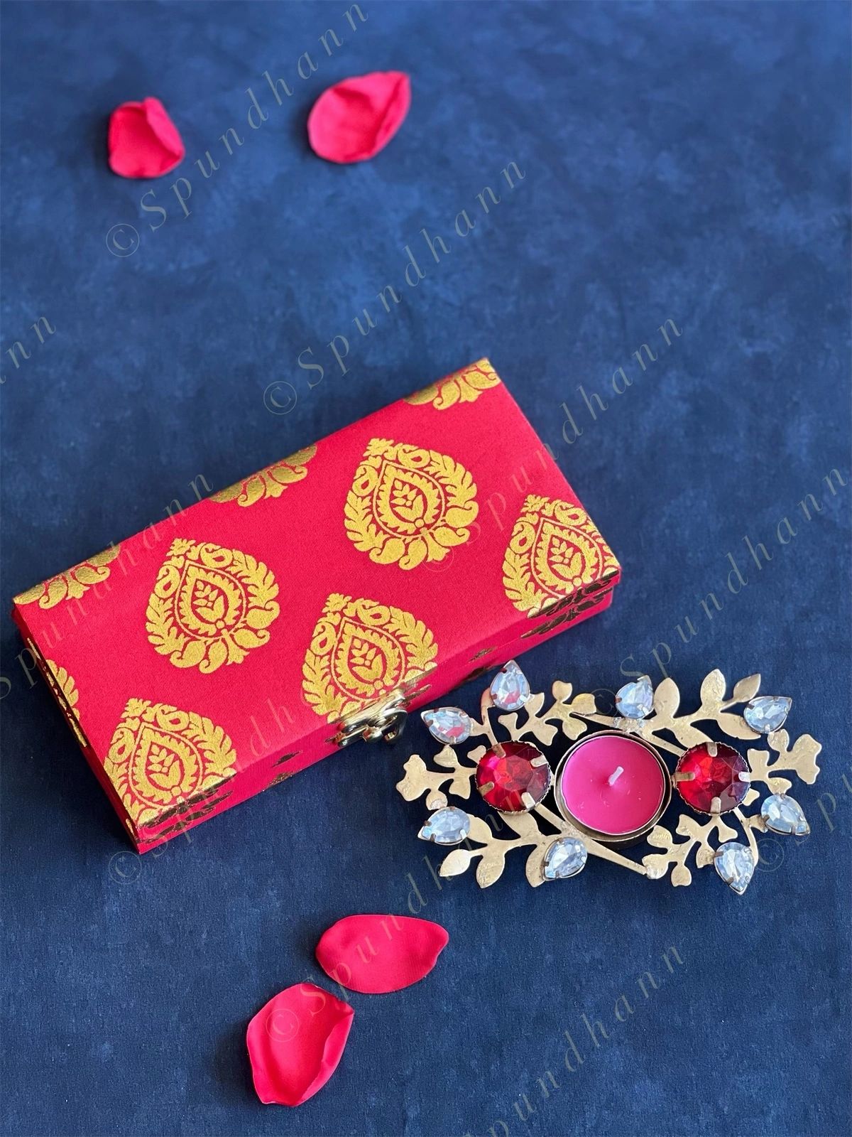 Gold Leaf Gift Boxes with Tea Light Holders