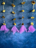 Gold Gota Strings Pink Net Dangler - Pack of 4 Strings