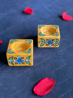 Ceramic Square Floral Painted Tea Light Holders