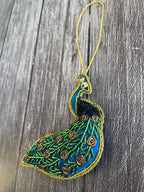 Embroidered Peacock Christmas Tree Ornament