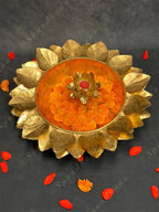 Spectacular Lotus Urli with Lotus Stem Tea Light Holder