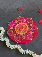 Pink Lotus with Pearls & Gota Decorative Tea Light Holder