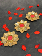 Gold Floral Mirror Work Tea Light Holder