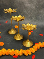 Tall Rounded Lotus Standing Tea Light Holder Set of 3