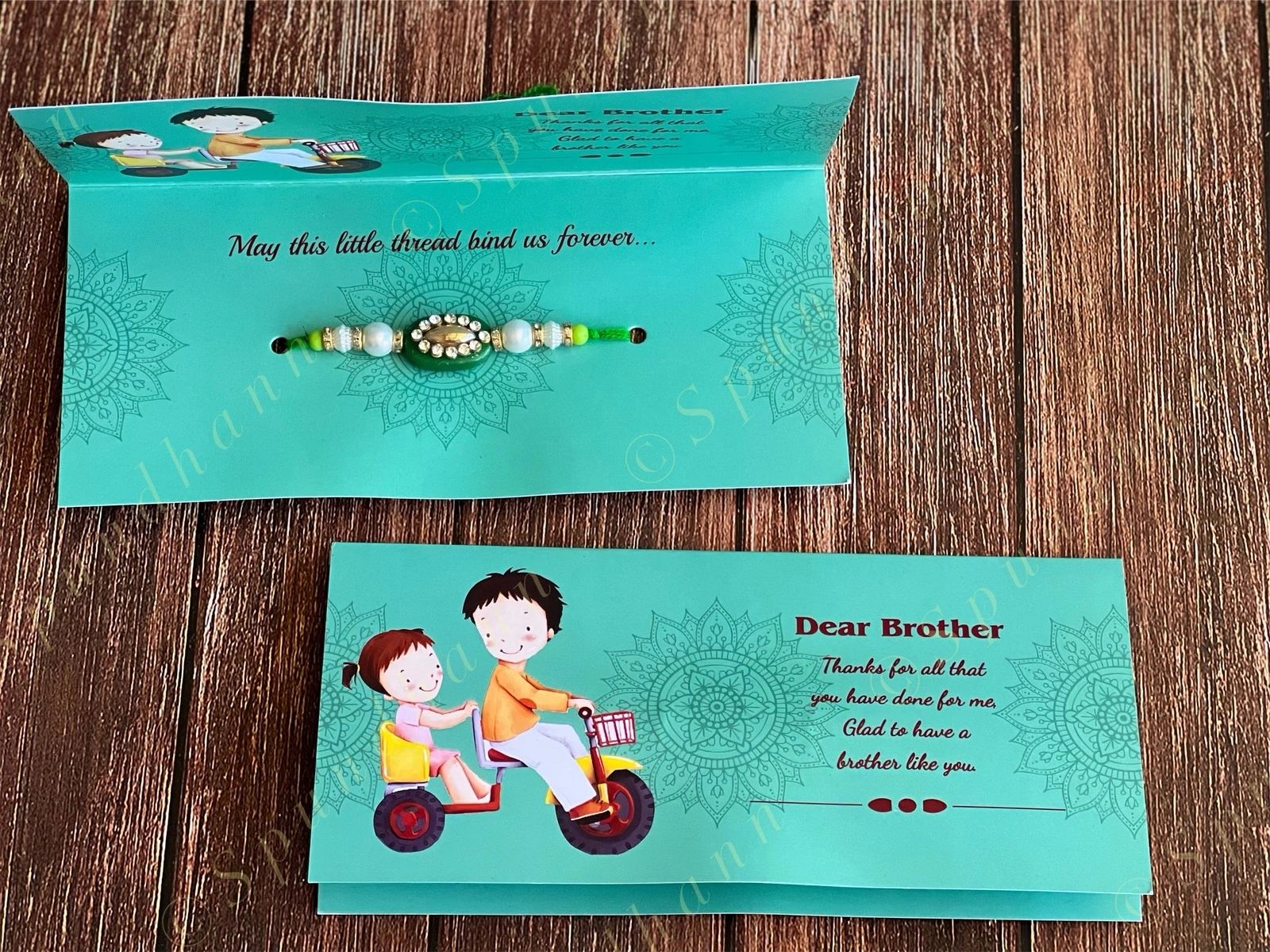 Rakhi with Greeting Card in Blue Color