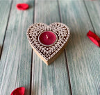 Heart Shaped Wooden Block Tea Light Holder