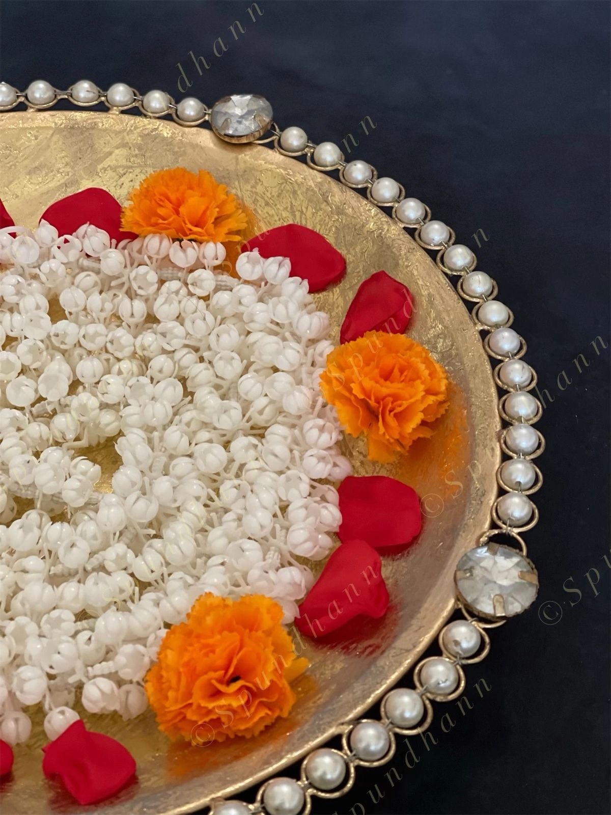 Decorative Pearl Studded Gold Color Bowl
