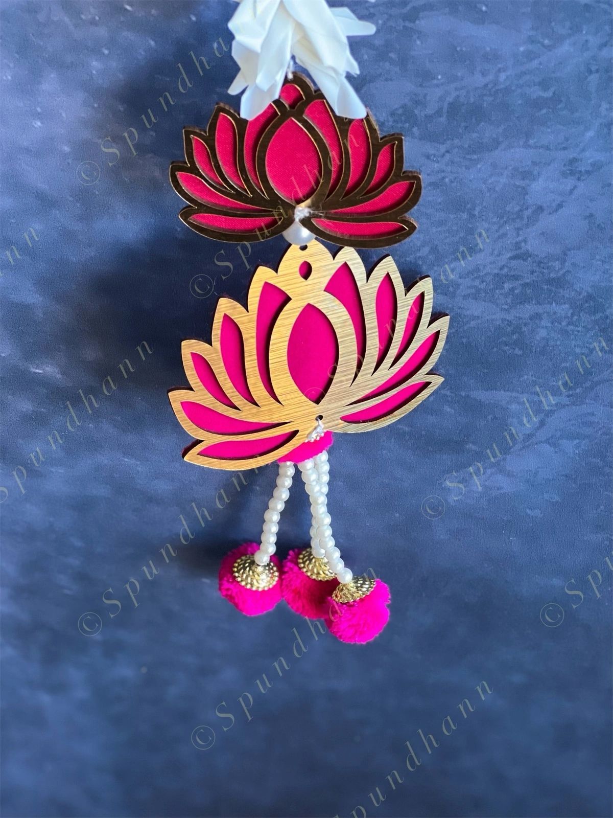 Double Lotus Danglers with Chameli Strings Pair