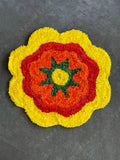 Floral Shaped Yellow Orange & Red Rangoli Floor Mat