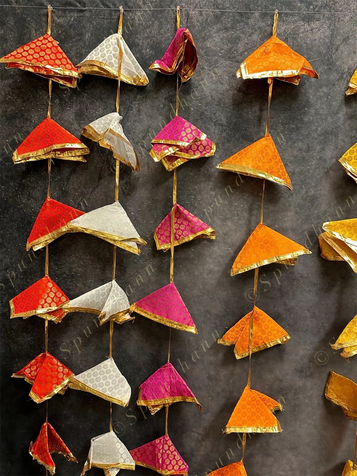 Short Designer Brocade Triangle Gota Dangler - Pack of 4 Strings