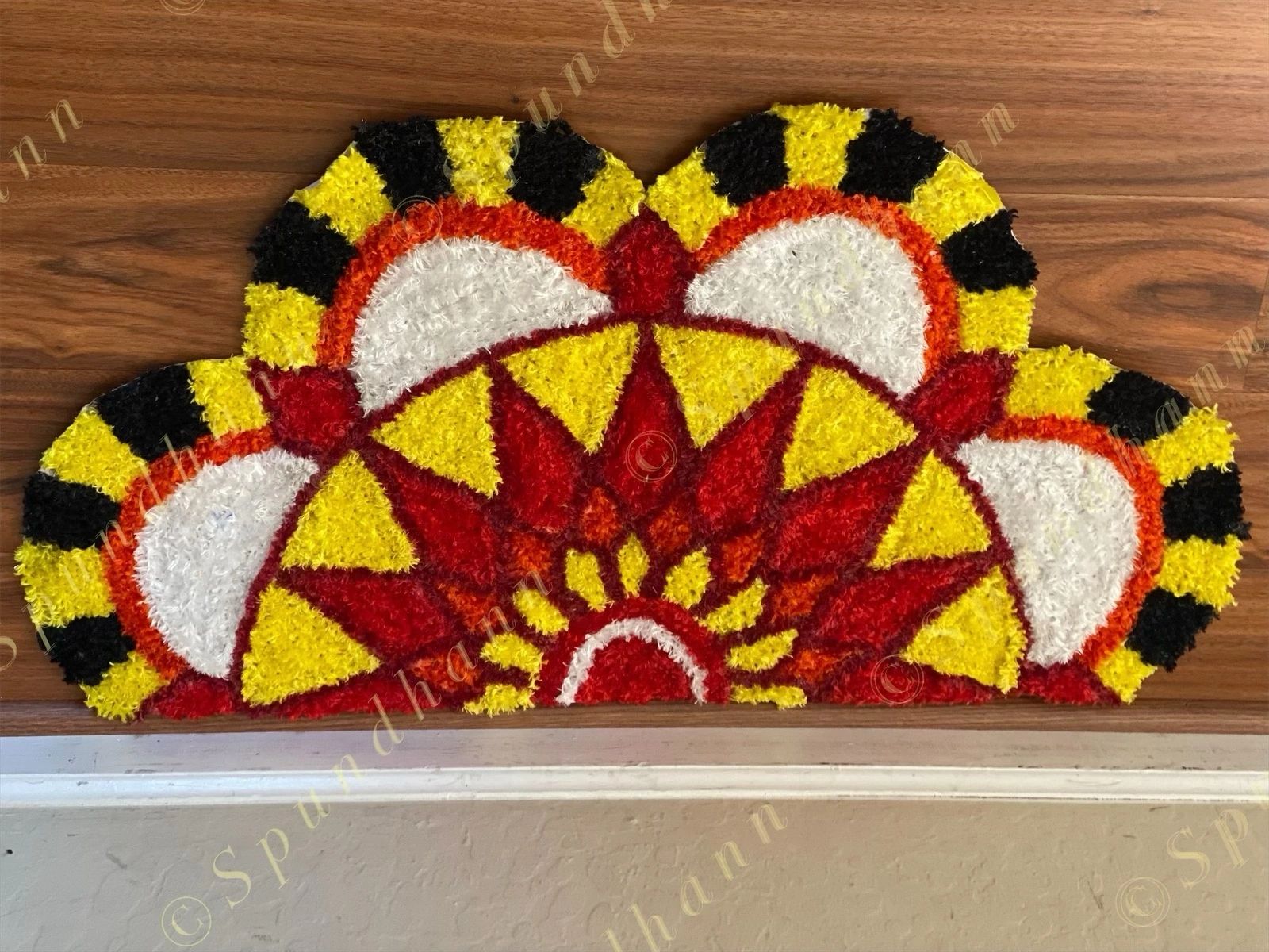 Semi Circular Floral Rangoli Floor Mat