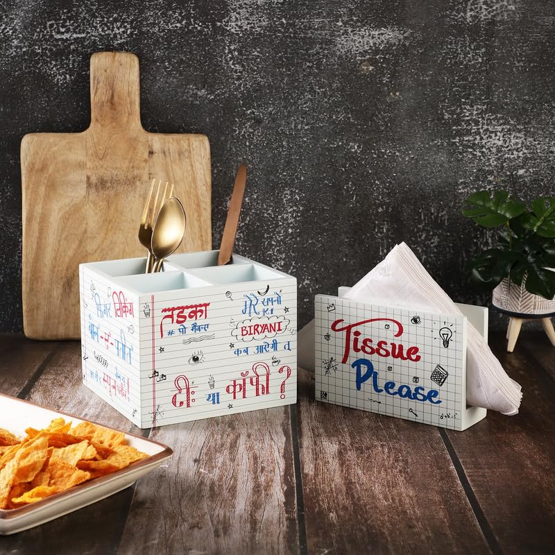 Notebook Tissue & Cutlery Holder Combo Pack of 2