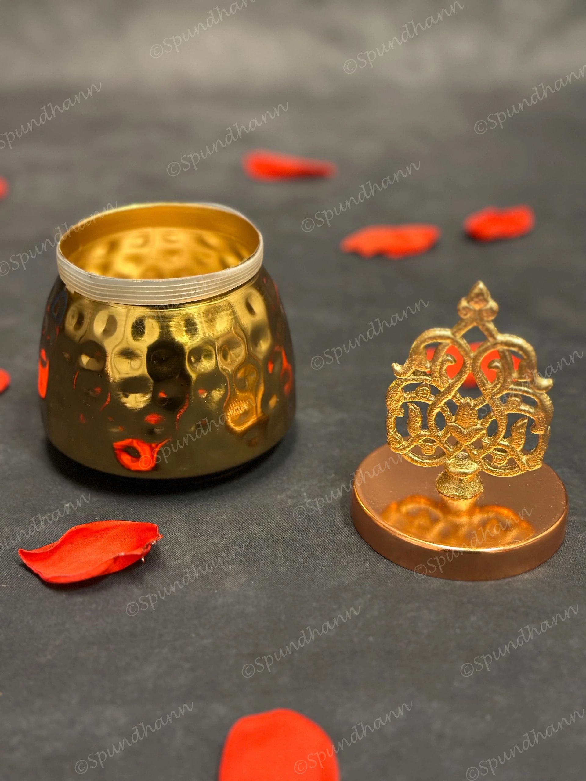 Hammered Small Canister with Taj Lid