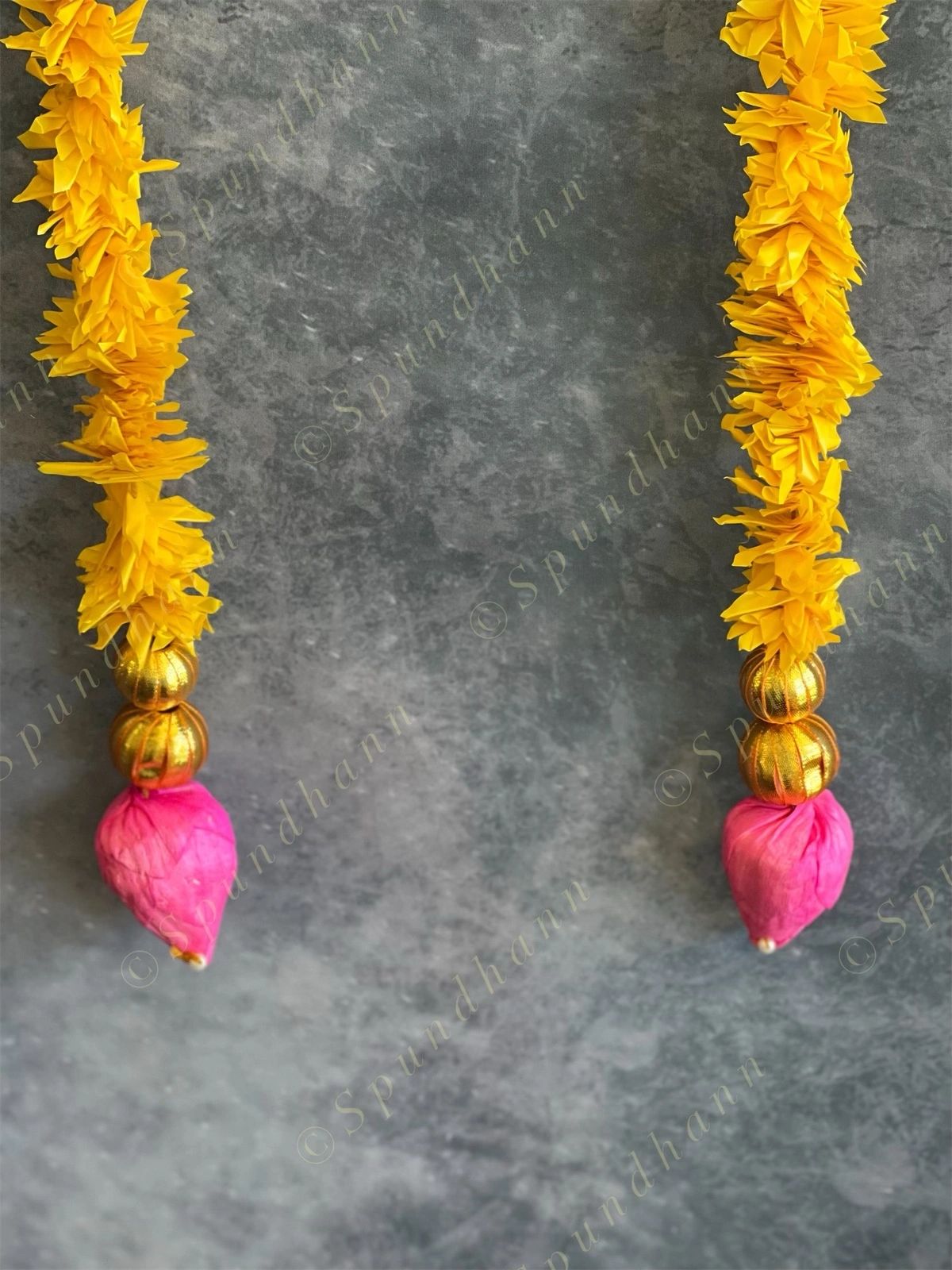 Yellow Chameli, Gota & Pink Lotus Bud Dangler String