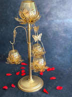 Butterfly Standing Tea Light with 3 Hanging Lanterns