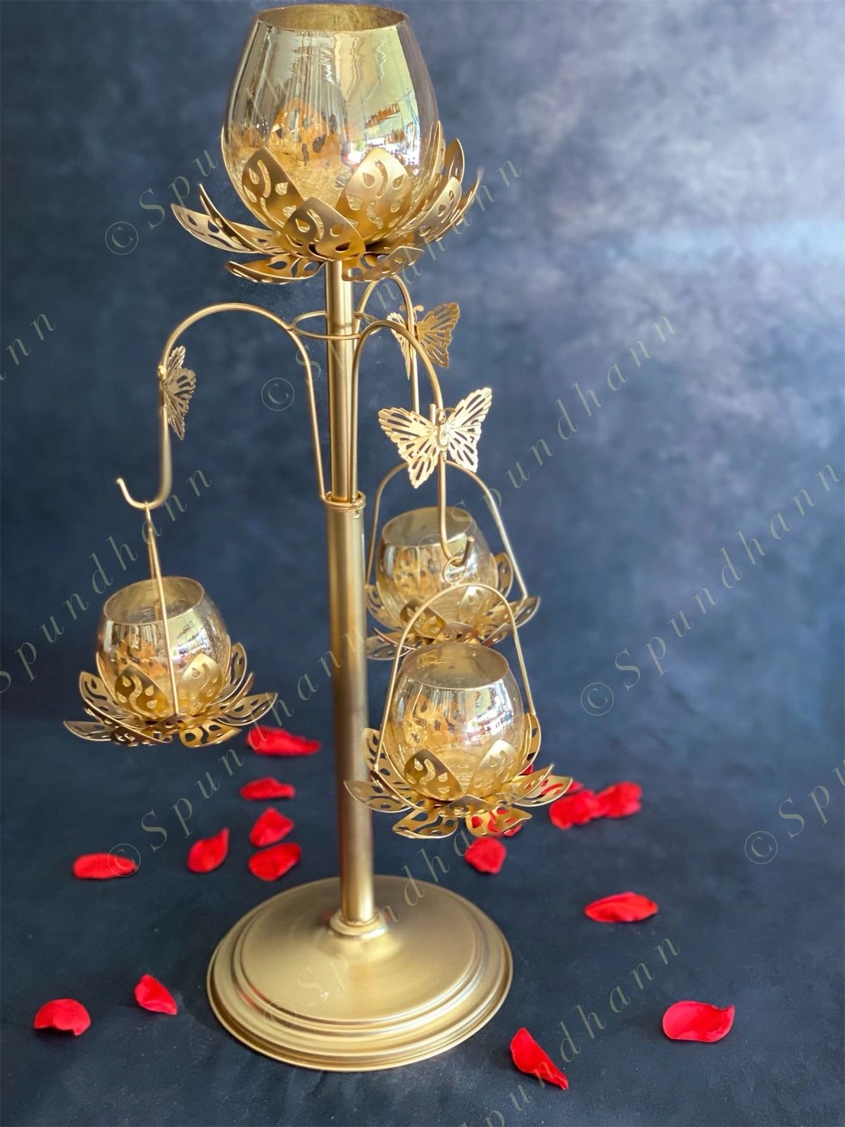 Butterfly Standing Tea Light with 3 Hanging Lanterns